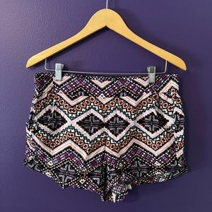 Express Graphic Print Casual Shorts, Medium